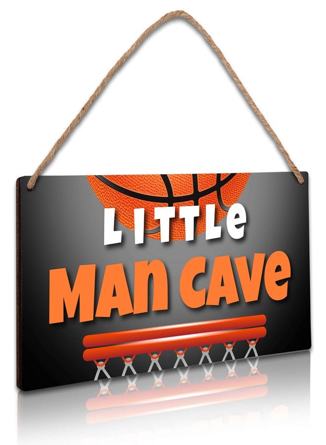 Cazhes Little Man Cave, 6 * 12 Basketball Wooden Door Sign for Nursery Decor, All-Star Sports Hanging Wall Art Decor for Kids Toddler Boys Bedroom Playroom Living Room Decorations - A05 - Image 1